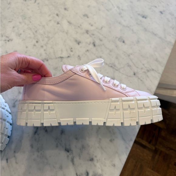 Prada Women's Light Pink and White Sneakers - Picture 5 of 10
